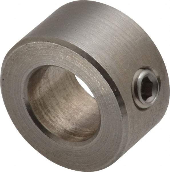 Climax Metal Products - 12mm Bore, Stainless Steel, Set Screw Shaft Collar - 7/8" Outside Diam - USA Tool & Supply