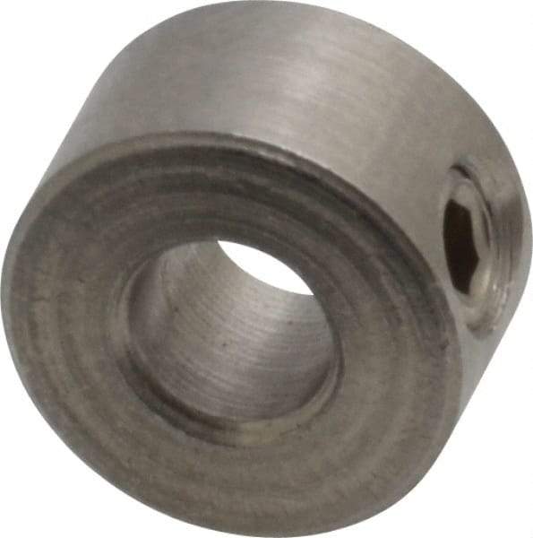 Climax Metal Products - 3/16" Bore, Stainless Steel, Set Screw Shaft Collar - 7/16" Outside Diam, 1/4" Wide - USA Tool & Supply