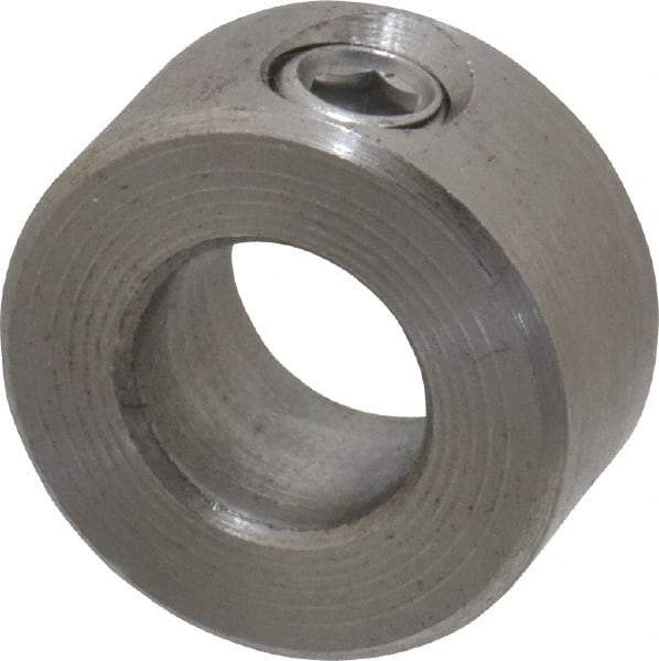 Climax Metal Products - 3/8" Bore, Stainless Steel, Set Screw Shaft Collar - 3/4" Outside Diam, 3/8" Wide - USA Tool & Supply