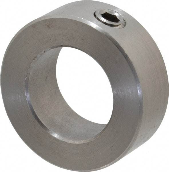 Climax Metal Products - 7/8" Bore, Stainless Steel, Set Screw Shaft Collar - 1-1/2" Outside Diam, 9/16" Wide - USA Tool & Supply