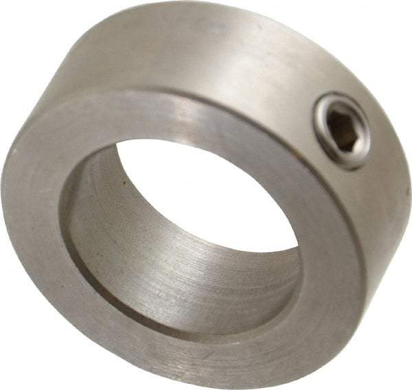 Climax Metal Products - 15/16" Bore, Stainless Steel, Set Screw Shaft Collar - 1-1/2" Outside Diam, 9/16" Wide - USA Tool & Supply