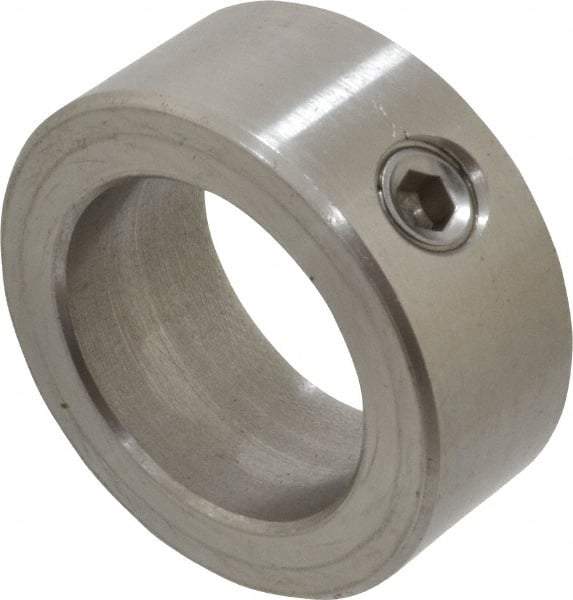 Climax Metal Products - 1" Bore, Stainless Steel, Set Screw Shaft Collar - 1-1/2" Outside Diam, 5/8" Wide - USA Tool & Supply