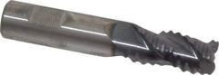 Accupro - 3/8" Diam, Coarse Pitch, 5/8" LOC, 3 Flute Solid Carbide Roughing Square End Mill - AlTiN Finish, 2" OAL, 3/8" Shank Diam, Single End, Centercutting, 30° Helix - USA Tool & Supply