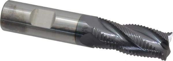 Accupro - 3/4" Diam, Coarse Pitch, 1-5/8" LOC, 4 Flute Solid Carbide Roughing Square End Mill - AlTiN Finish, 4" OAL, 3/4" Shank Diam, Single End, Centercutting, 30° Helix - USA Tool & Supply