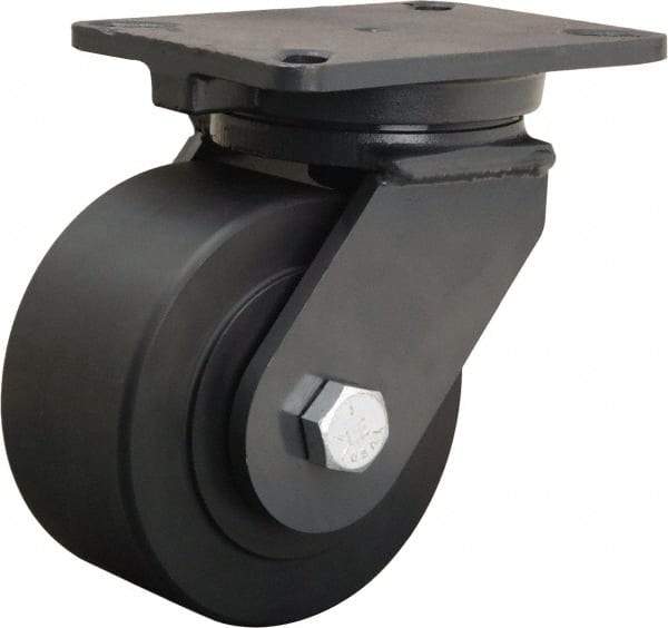 Hamilton - 6" Diam x 3" Wide x 8" OAH Top Plate Mount Swivel Caster - Nylon, 4,000 Lb Capacity, Sealed Precision Ball Bearing, 5-1/4 x 7-1/4" Plate - USA Tool & Supply