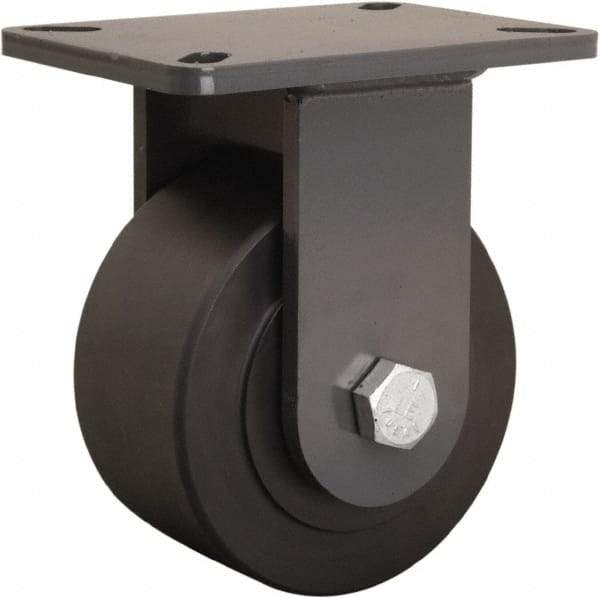 Hamilton - 6" Diam x 3" Wide x 8" OAH Top Plate Mount Rigid Caster - Nylon, 4,000 Lb Capacity, Sealed Precision Ball Bearing, 5-1/4 x 7-1/4" Plate - USA Tool & Supply