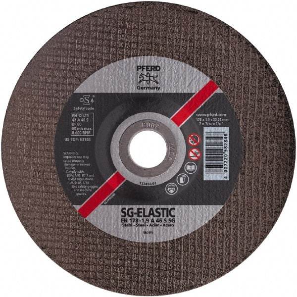 PFERD - 46 Grit, 4-1/2" Wheel Diam, 1/8" Wheel Thickness, Type 27 Depressed Center Wheel - Aluminum Oxide - USA Tool & Supply