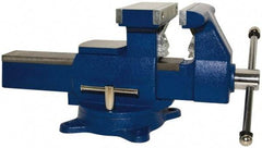 Yost Vises - 8" Jaw Width x 8-1/2" Jaw Opening Capacity, 4-3/4" (Regular) Throat Depth, Bench & Pipe Combination Vise - 1/8 to 4-1/2" Pipe Capacity, Swivel Base, Bolt Down Attachment, Ductile Iron - USA Tool & Supply