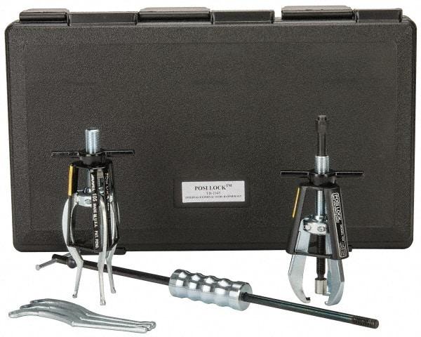 Posi Lock Puller - 5 Piece, 5 Ton Capacity, 1/2 to 5" Spread, Slide Hammer Set - 3 Jaws, 4" Reach - USA Tool & Supply