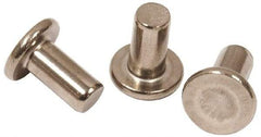 RivetKing - 0.107" Body Diam, Flat Steel Tinners Solid Rivet - 0.198" Length Under Head - USA Tool & Supply