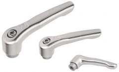 KIPP - 1/4-20, 10mm Hub Diam, Stainless Steel Female Threaded Insert Adjustable Clamping Handle - 0.98" Stud Length, 47mm OAL, 31mm High, 9mm Hole Depth - USA Tool & Supply