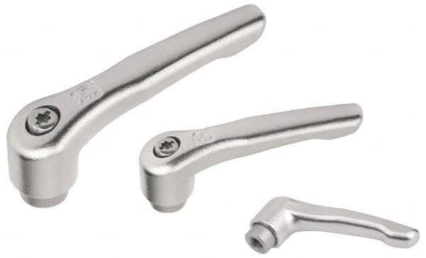 KIPP - M12 x 1.75, 19mm Hub Diam, Stainless Steel Female Threaded Insert Adjustable Clamping Handle - 109mm OAL, 63mm High, 17mm Hole Depth - USA Tool & Supply