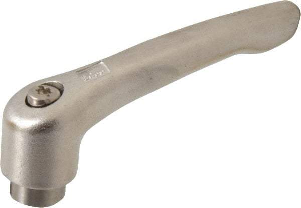 KIPP - 5/16-18, 13.5mm Hub Diam, Stainless Steel Female Threaded Insert Adjustable Clamping Handle - 74.5mm OAL, 42.5mm High, 12mm Hole Depth - USA Tool & Supply