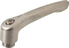 KIPP - 5/16-18, 13.5mm Hub Diam, Stainless Steel Female Threaded Insert Adjustable Clamping Handle - 74.5mm OAL, 42.5mm High, 12mm Hole Depth - USA Tool & Supply
