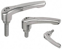 KIPP - M12 x 1.75, 3/4" Hub Diam, Stainless Steel Threaded Stud Adjustable Clamping Handle - 1-31/32" Stud Length, 109mm OAL, 63mm High - USA Tool & Supply