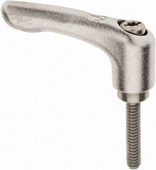KIPP - #10-24, 10mm Hub Diam, Stainless Steel Threaded Stud Adjustable Clamping Handle - 25mm Stud Length, 47mm OAL, 31mm High - USA Tool & Supply