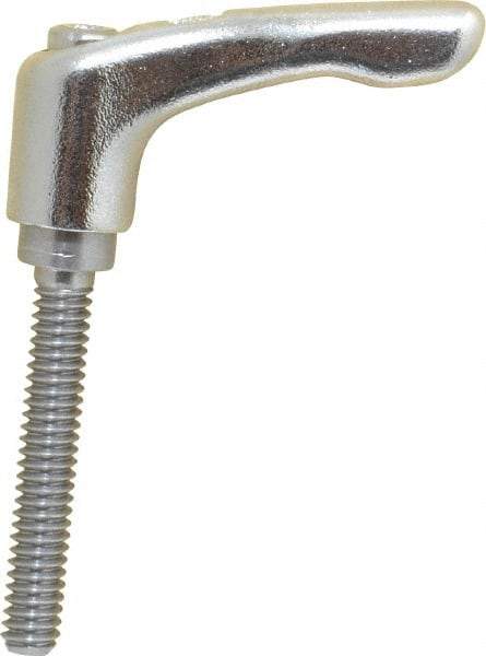 KIPP - 1/4-20, 10mm Hub Diam, Stainless Steel Threaded Stud Adjustable Clamping Handle - 40mm Stud Length, 47mm OAL, 31mm High - USA Tool & Supply