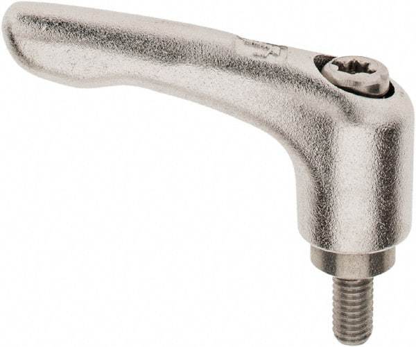 KIPP - M5 x 0.08, 10mm Hub Diam, Stainless Steel Threaded Stud Adjustable Clamping Handle - 10mm Stud Length, 47mm OAL, 31mm High - USA Tool & Supply