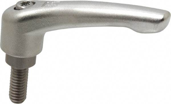 KIPP - 5/16-18, 17/32" Hub Diam, Stainless Steel Threaded Stud Adjustable Clamping Handle - 20mm Stud Length, 74.5mm OAL, 42.5mm High - USA Tool & Supply