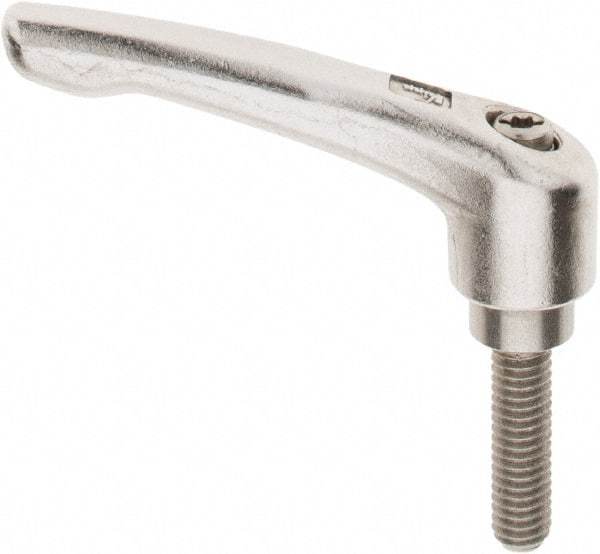 KIPP - 5/16-18, 17/32" Hub Diam, Stainless Steel Threaded Stud Adjustable Clamping Handle - 30mm Stud Length, 74.5mm OAL, 42.5mm High - USA Tool & Supply