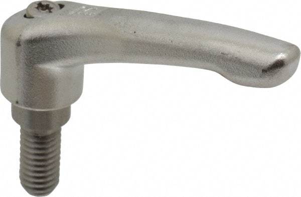 KIPP - 3/8-16, 17/32" Hub Diam, Stainless Steel Threaded Stud Adjustable Clamping Handle - 20mm Stud Length, 74.5mm OAL, 42.5mm High - USA Tool & Supply