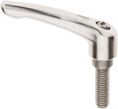 KIPP - 3/8-16, 17/32" Hub Diam, Stainless Steel Threaded Stud Adjustable Clamping Handle - 30mm Stud Length, 74.5mm OAL, 42.5mm High - USA Tool & Supply
