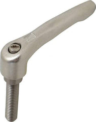 KIPP - 3/8-16, 17/32" Hub Diam, Stainless Steel Threaded Stud Adjustable Clamping Handle - 40mm Stud Length, 74.5mm OAL, 42.5mm High - USA Tool & Supply