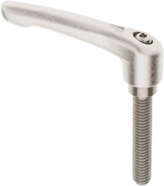 KIPP - 3/8-16, 17/32" Hub Diam, Stainless Steel Threaded Stud Adjustable Clamping Handle - 1-31/32" Stud Length, 74.5mm OAL, 42.5mm High - USA Tool & Supply