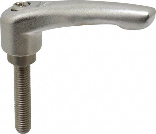 KIPP - M8 x 1.25, 17/32" Hub Diam, Stainless Steel Threaded Stud Adjustable Clamping Handle - 40mm Stud Length, 74.5mm OAL, 42.5mm High - USA Tool & Supply