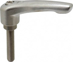 KIPP - M8 x 1.25, 17/32" Hub Diam, Stainless Steel Threaded Stud Adjustable Clamping Handle - 40mm Stud Length, 74.5mm OAL, 42.5mm High - USA Tool & Supply