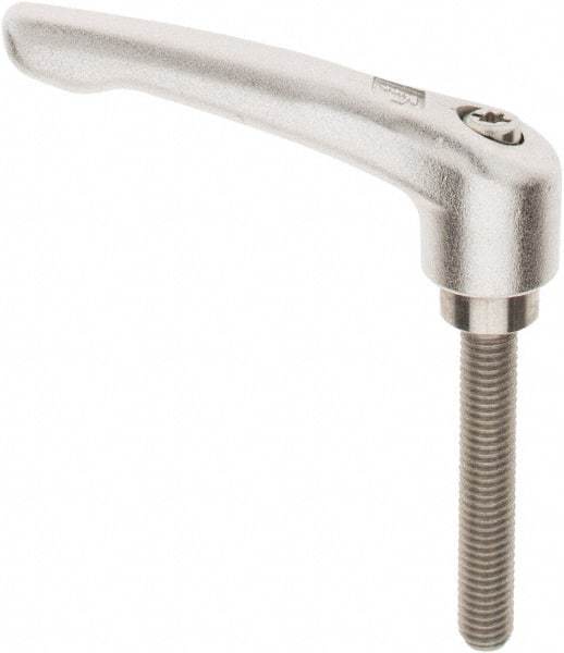 KIPP - M8 x 1.25, 17/32" Hub Diam, Stainless Steel Threaded Stud Adjustable Clamping Handle - 1-31/32" Stud Length, 74.5mm OAL, 42.5mm High - USA Tool & Supply