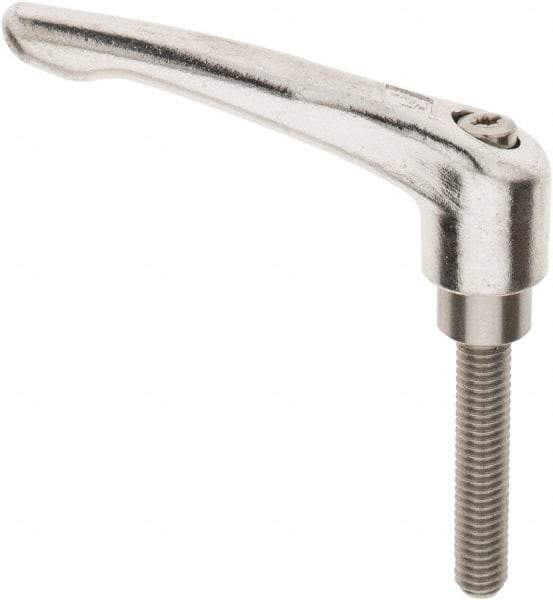 KIPP - 3/8-16, 16mm Hub Diam, Stainless Steel Threaded Stud Adjustable Clamping Handle - 1-31/32" Stud Length, 91mm OAL, 54.5mm High - USA Tool & Supply