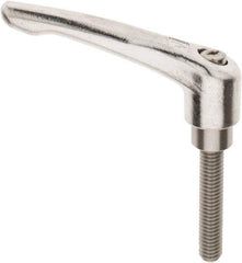 KIPP - 3/8-16, 16mm Hub Diam, Stainless Steel Threaded Stud Adjustable Clamping Handle - 1-31/32" Stud Length, 91mm OAL, 54.5mm High - USA Tool & Supply