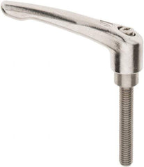 KIPP - 3/8-16, 16mm Hub Diam, Stainless Steel Threaded Stud Adjustable Clamping Handle - 60mm Stud Length, 91mm OAL, 54.5mm High - USA Tool & Supply