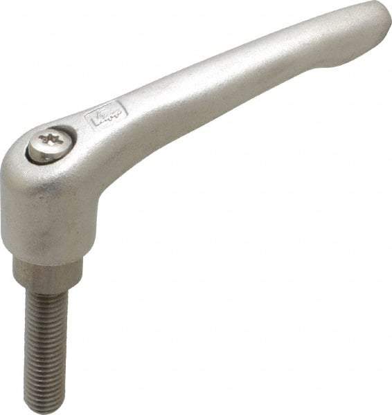KIPP - M10 x 1.5, 16mm Hub Diam, Stainless Steel Threaded Stud Adjustable Clamping Handle - 40mm Stud Length, 91mm OAL, 54.5mm High - USA Tool & Supply