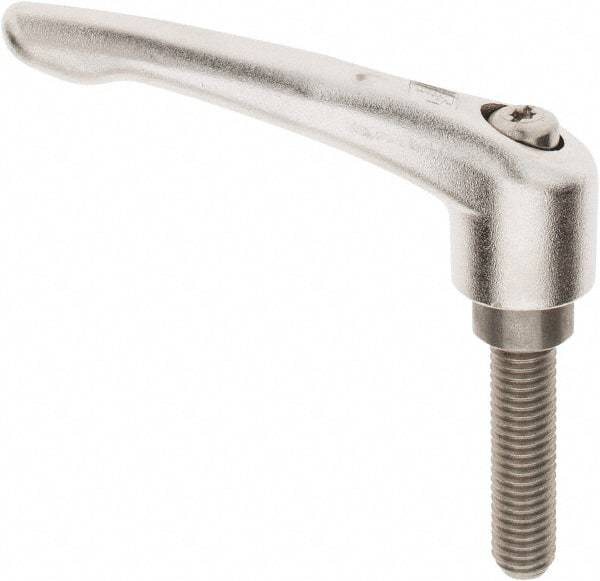 KIPP - 1/2-13, 3/4" Hub Diam, Stainless Steel Threaded Stud Adjustable Clamping Handle - 1-31/32" Stud Length, 109mm OAL, 63mm High - USA Tool & Supply