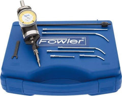 Fowler - 7 Piece, 0" to 1/4" Measuring Range, 1.6" Dial Diam, 0-50 Dial Reading, White Dial Test Indicator Kit - 0.0005" Dial Graduation - USA Tool & Supply