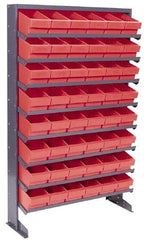 Quantum Storage - 400 Lb Capacity, 12" Deep x 36" Wide x 60" High, Steel Pick Rack - 1 Side, 48 Red Polystyrene Bins - USA Tool & Supply