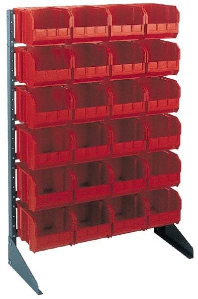 Quantum Storage - 250 Lb Capacity, 15" Deep x 36" Wide x 53" High, Steel Pick Rack - 1 Side, 96 Blue Polyethylene/Polypropylene Bins - USA Tool & Supply