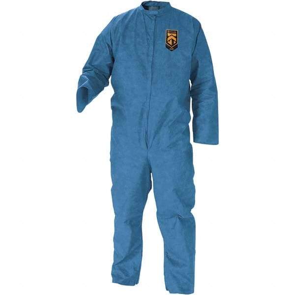 KleenGuard - Size XL SMS General Purpose Coveralls - Blue, Zipper Closure, Open Cuffs, Open Ankles, Serged Seams - USA Tool & Supply