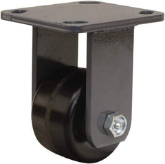 Hamilton - 3-1/4" Diam x 2" Wide x 5-1/4" OAH Top Plate Mount Rigid Caster - Phenolic, 700 Lb Capacity, Straight Roller Bearing, 4 x 4-1/2" Plate - USA Tool & Supply