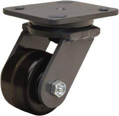 Hamilton - 3-1/4" Diam x 2" Wide x 5-1/4" OAH Top Plate Mount Swivel Caster - Phenolic, 700 Lb Capacity, Straight Roller Bearing, 4 x 5" Plate - USA Tool & Supply