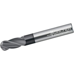 Walter-Prototyp - 6mm Diam, 13mm LOC, 4 Flute Solid Carbide Ball End Mill - TiAlN Finish, Single End, 80mm OAL, 6mm Shank Diam, Spiral Flute - USA Tool & Supply