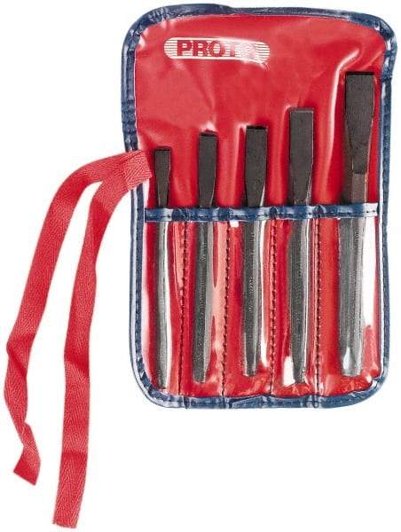 Proto - 5 Piece Cold Chisel Set - 7-1/2" OAL, Steel, Sizes Included 5/16 to 5/8" - USA Tool & Supply