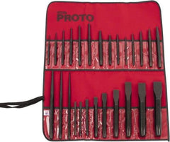 Proto - 26 Piece Punch & Chisel Set - 1/4 to 1-3/16" Chisel, 3/32 to 1/4" Punch, Hex Shank - USA Tool & Supply