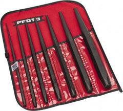 Proto - 7 Piece, 3/32 to 3/8", Drift Punch Set - Hex Shank, Steel, Comes in Tool Roll - USA Tool & Supply