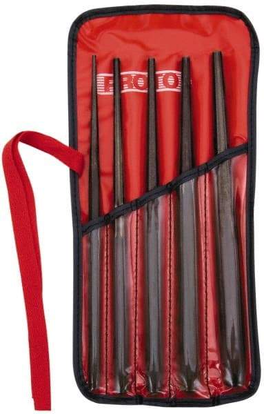 Proto - 5 Piece, 1/8 to 5/16", Drift Punch Set - Hex Shank, Steel, Comes in Tool Roll - USA Tool & Supply