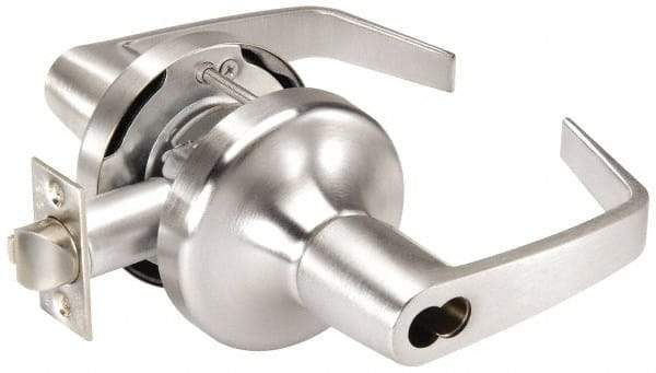 Yale - Grade 1 Classroom Lever Lockset for 1-3/4" Thick Doors - 2-3/4" Back Set, SFIC Cylinder, Cast Zinc/Cold Forged Brass, Satin Chrome Finish - USA Tool & Supply