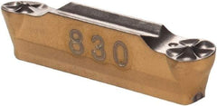 Iscar - 3015GRIP Y Grade IC830, 3mm Cutting Width Carbide Grooving Insert - 1.5mm Max Depth of Cut, Neutral, 1.5mm Corner Radius, TiAlN Finish - USA Tool & Supply