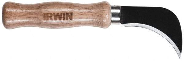 Irwin - Fixed Linoleum Knife - 4.3333" Blade, Silver & Brown Wood Handle, 1 Blade Included - USA Tool & Supply